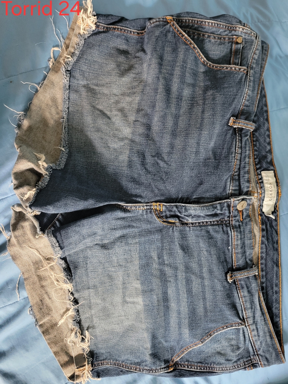 torrid Faded Blue Frayed Denim Cutoff Shorts